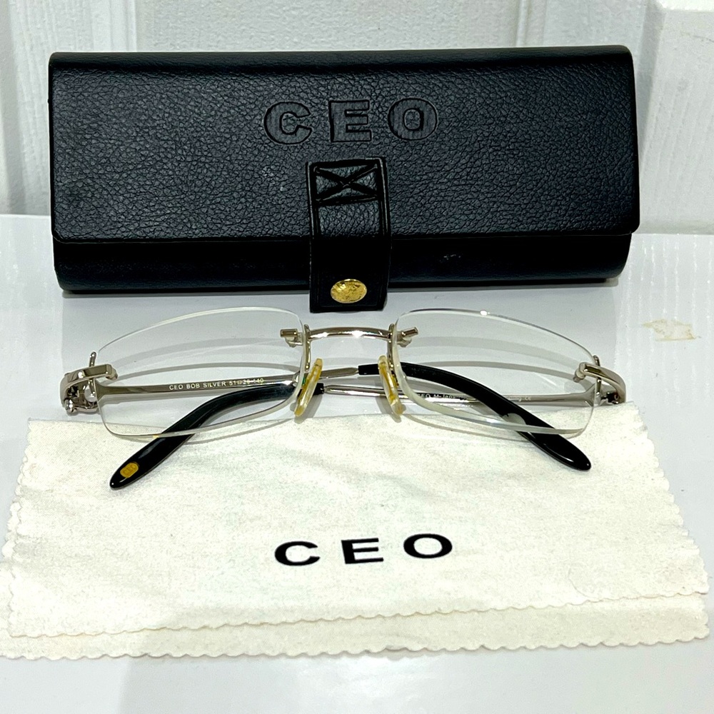 CEO Bob Silver  Eyeglass Frame  Made in Japan/White goldplated